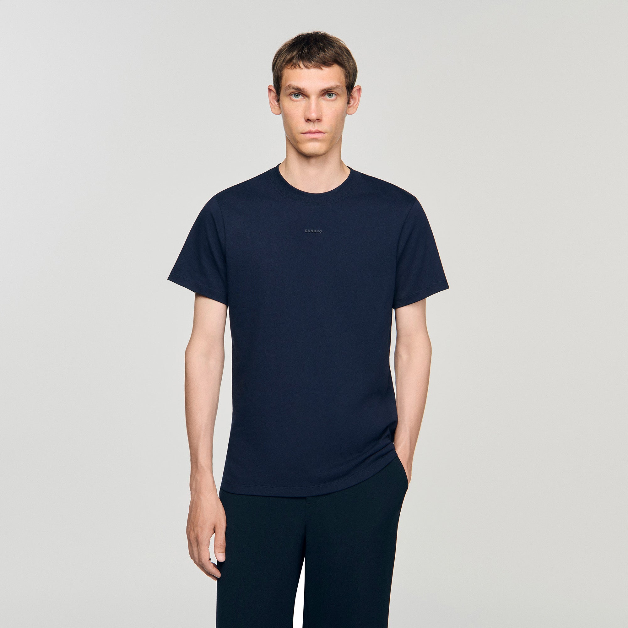 Rubber Sandro Tee Cotton T-Shirt With Logo Midnight Blue