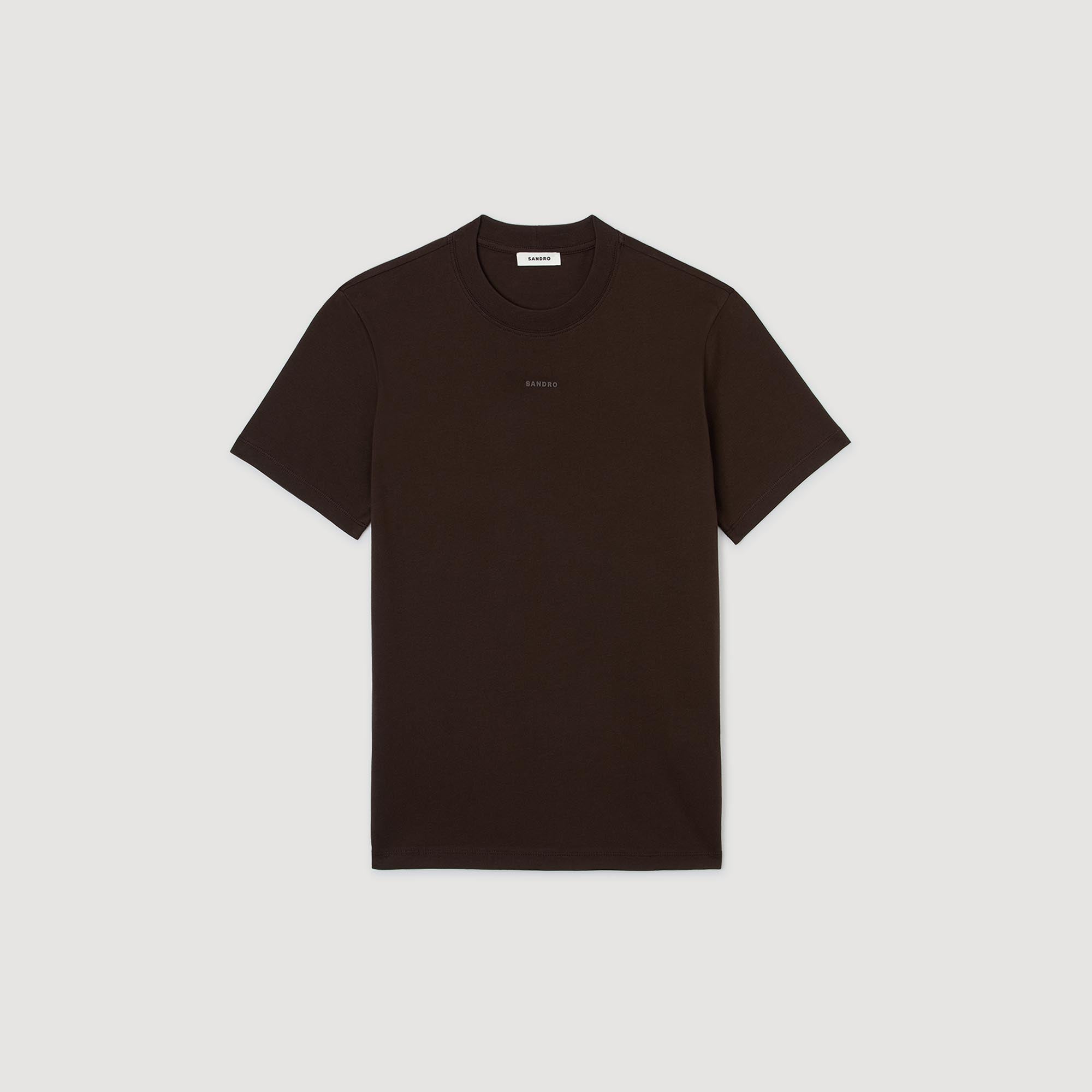 Rubber Sandro Tee Cotton T-Shirt With Logo Chocolate