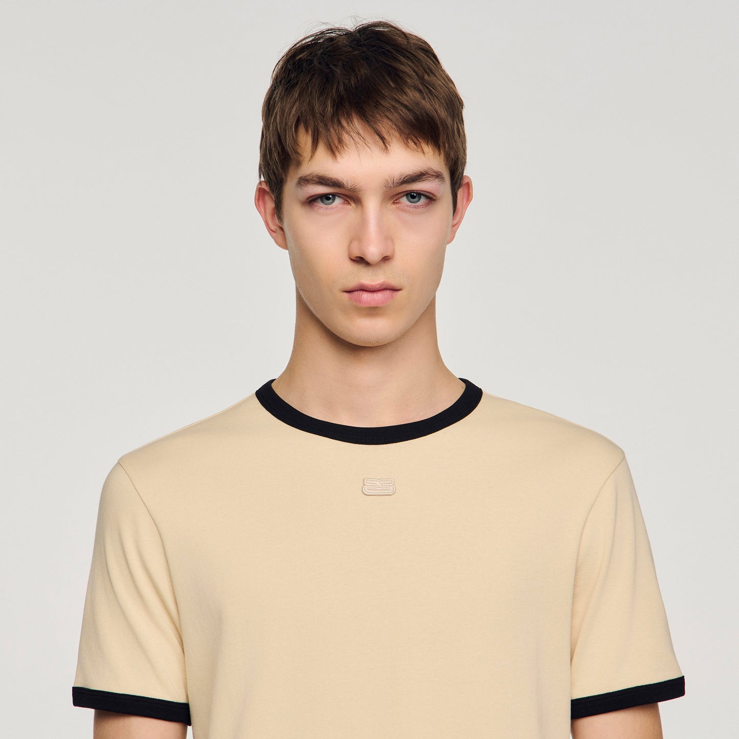 Two Tone Patch T Shirt Sand