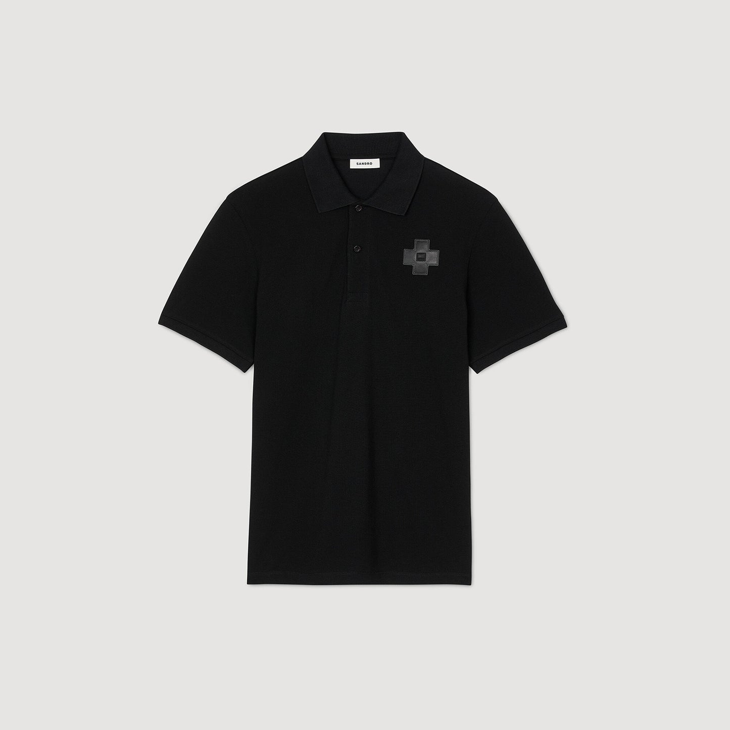 Polo Cross Patch Cotton Polo Shirt Black