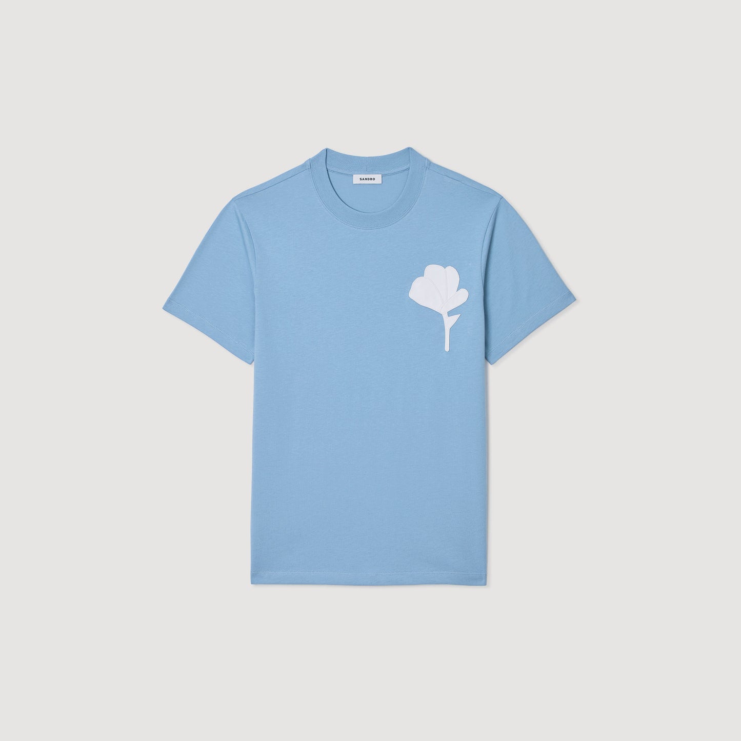 Layered Flower Tee T-Shirt With Flower Patch Chambray.