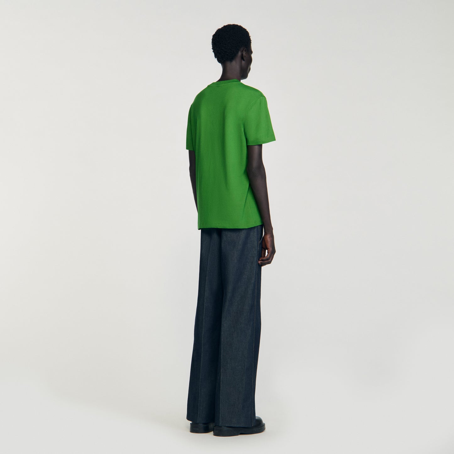 Layered Flower Tee T-Shirt With Flower Patch Lime