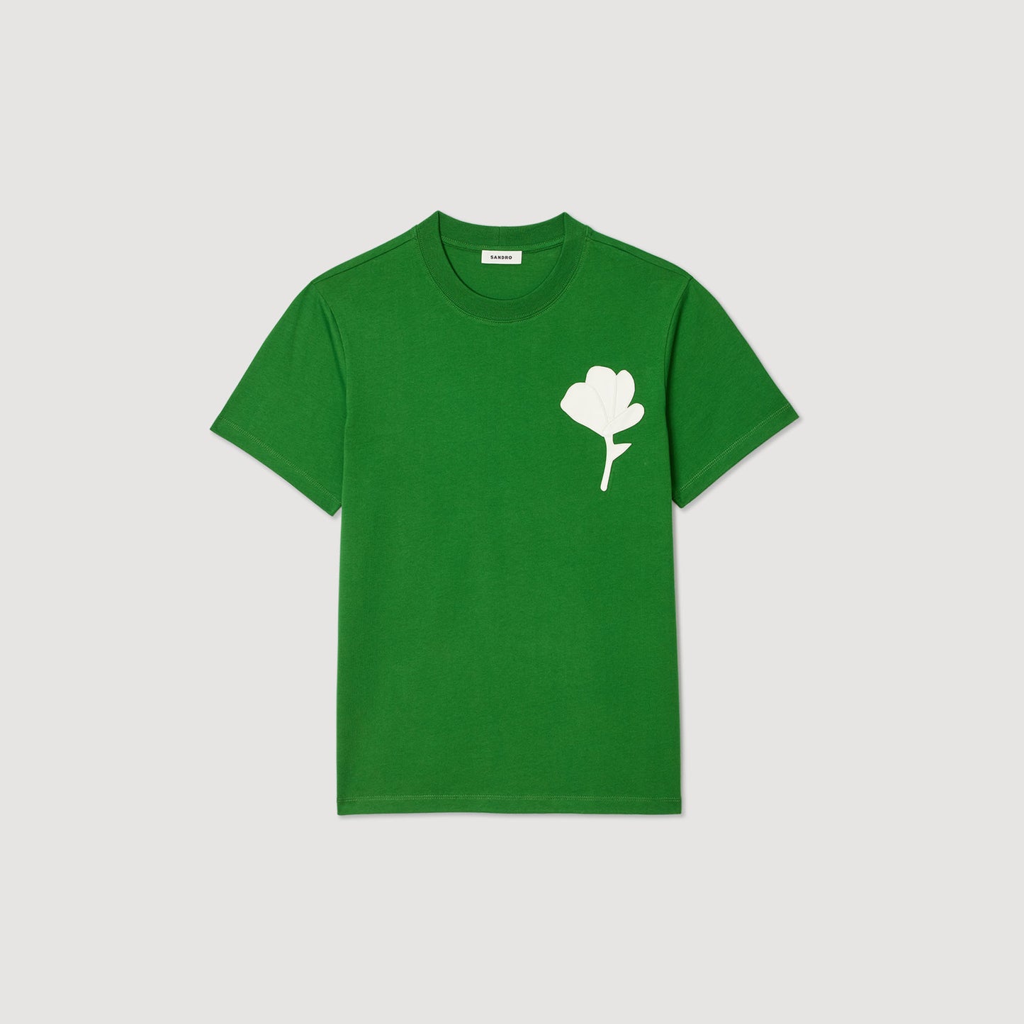 Layered Flower Tee T-Shirt With Flower Patch Lime