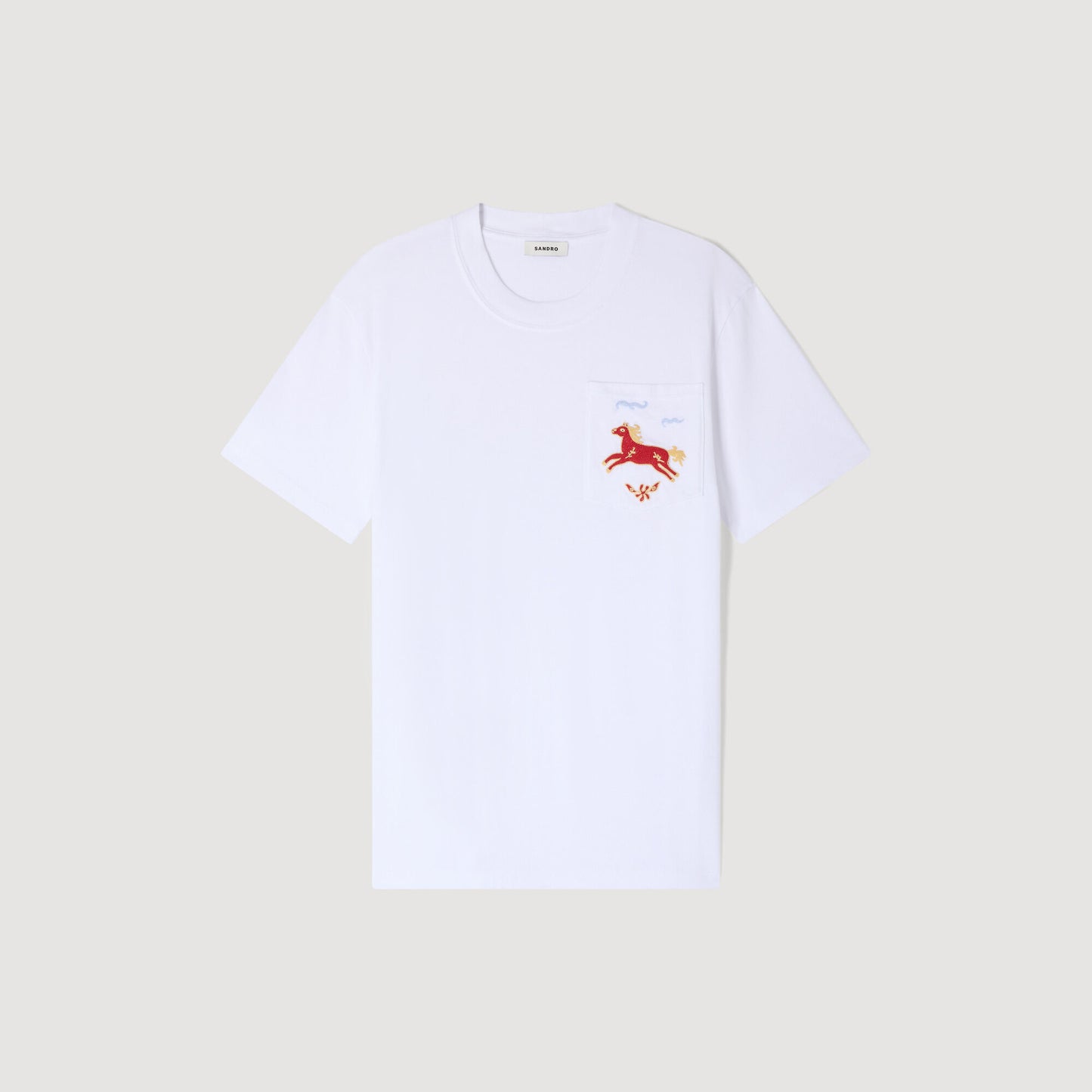 Horse Tee Embroidered Horse Cotton T-Shirt White