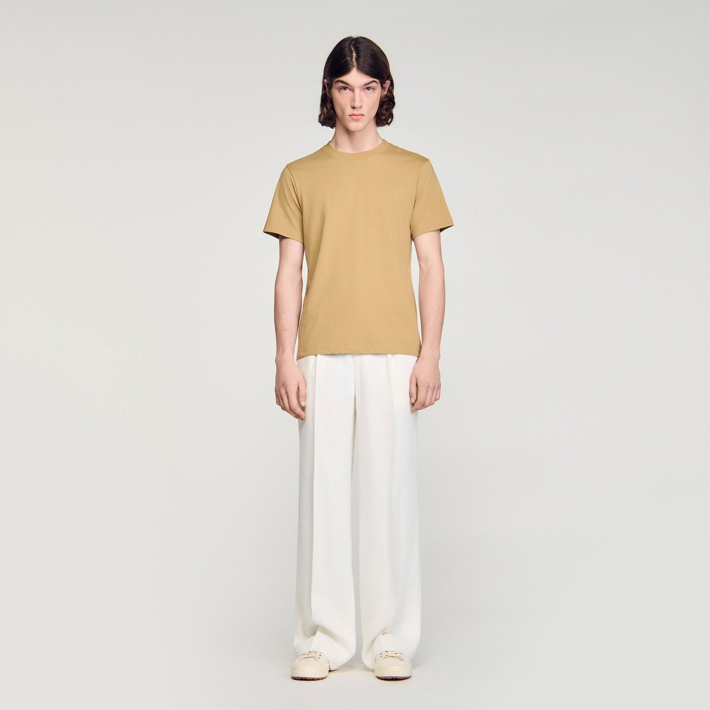 Sandro Logo Tee Cotton T-Shirt Beige