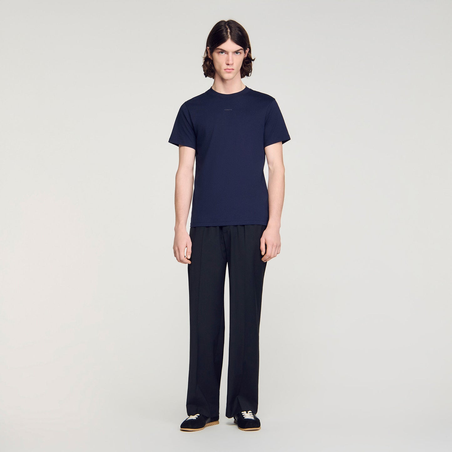 Sandro Logo Tee Cotton T-Shirt Navy Blue
