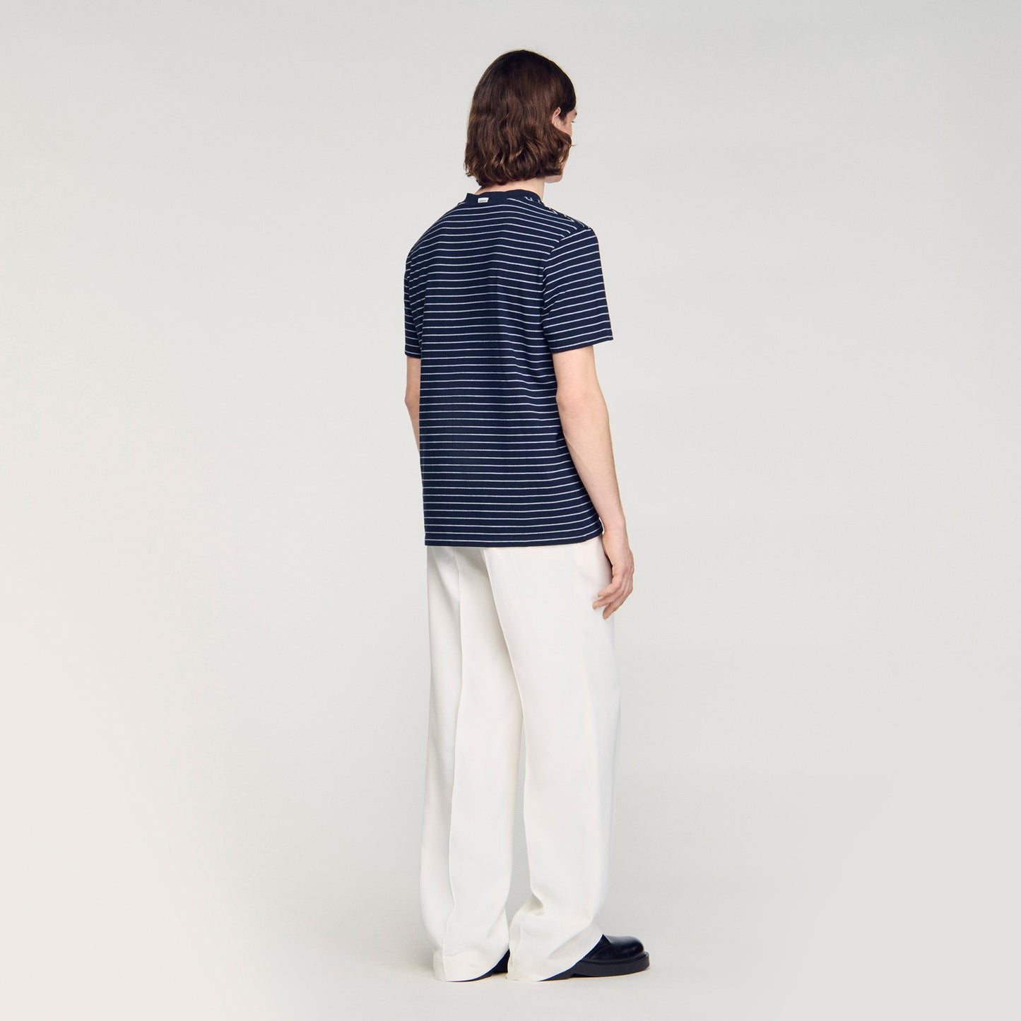 Striped T Shirt Marine Blanc