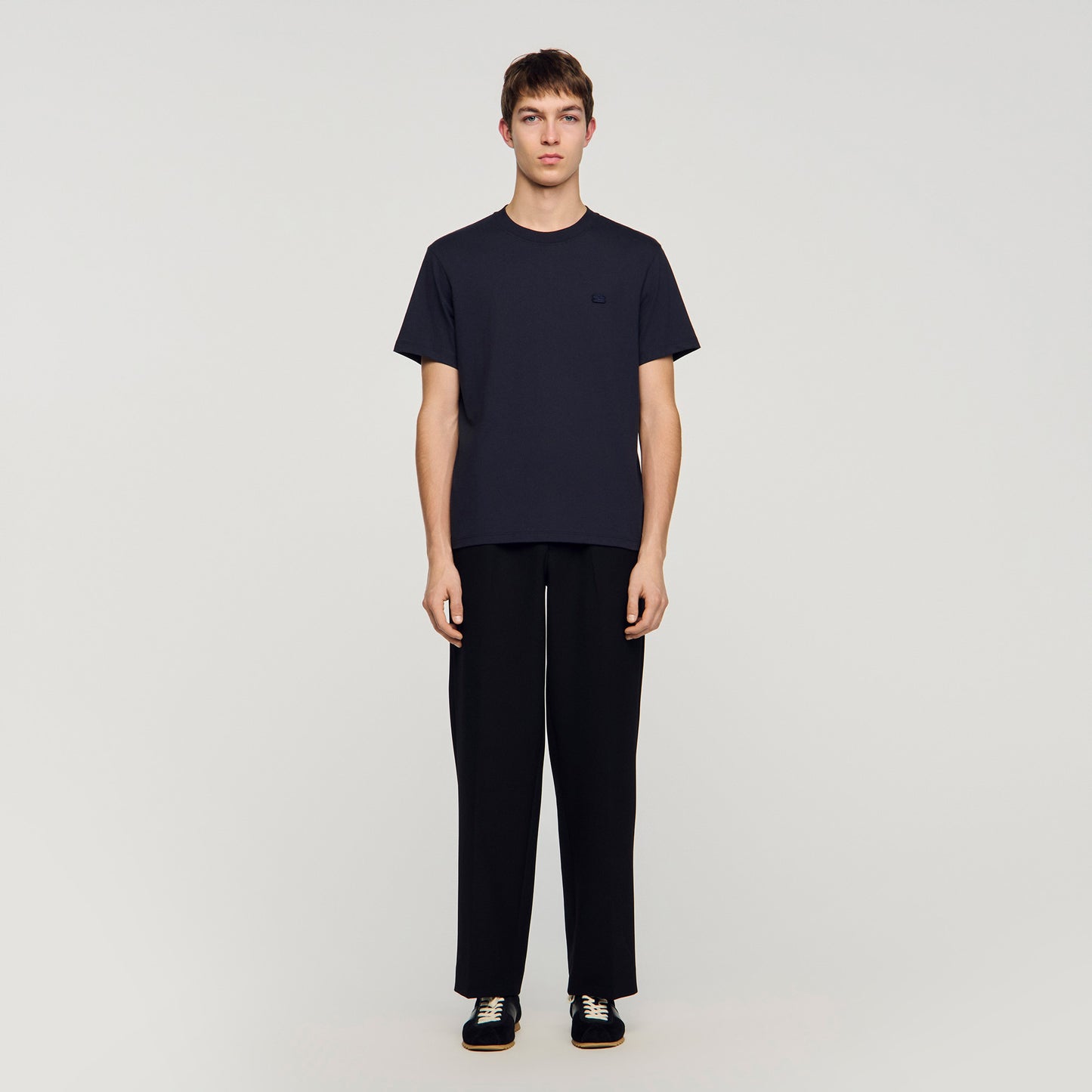 T Shirt With Double S Patch Navy Blue