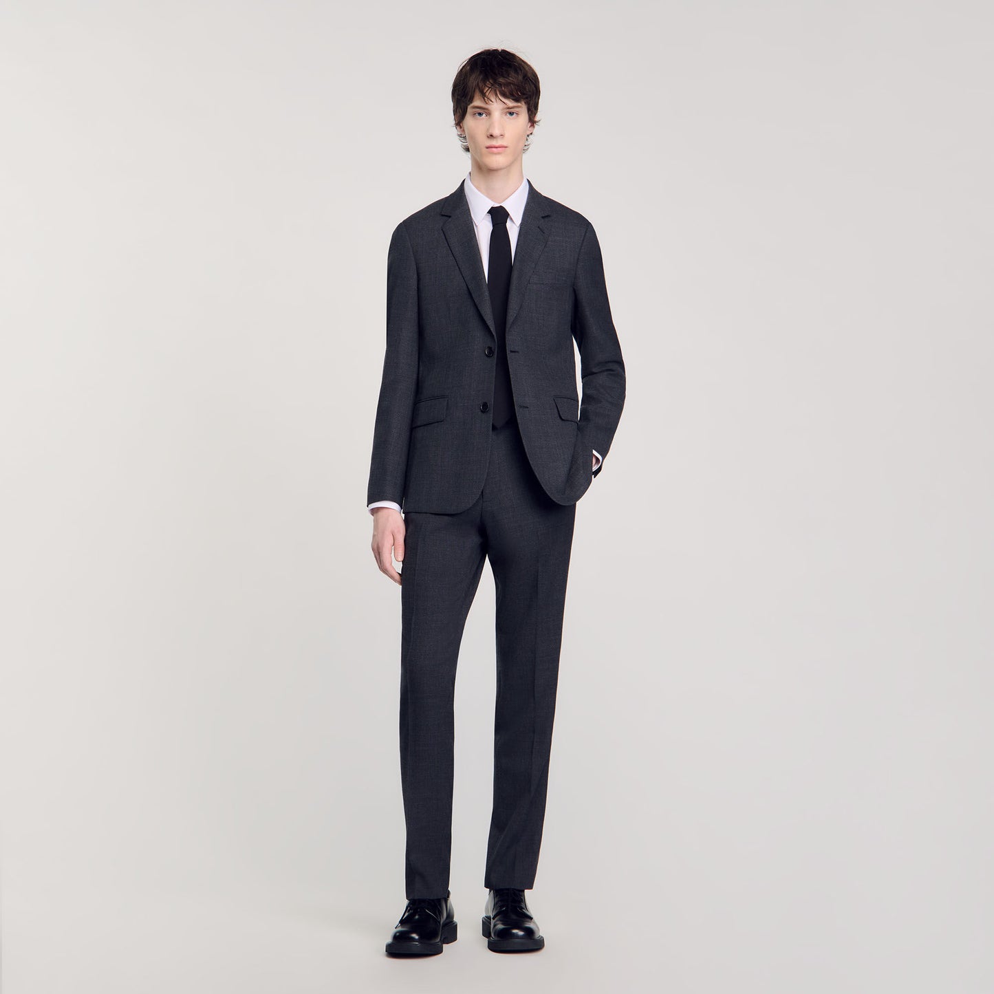 Wool Suit Jacket Mocked Grey