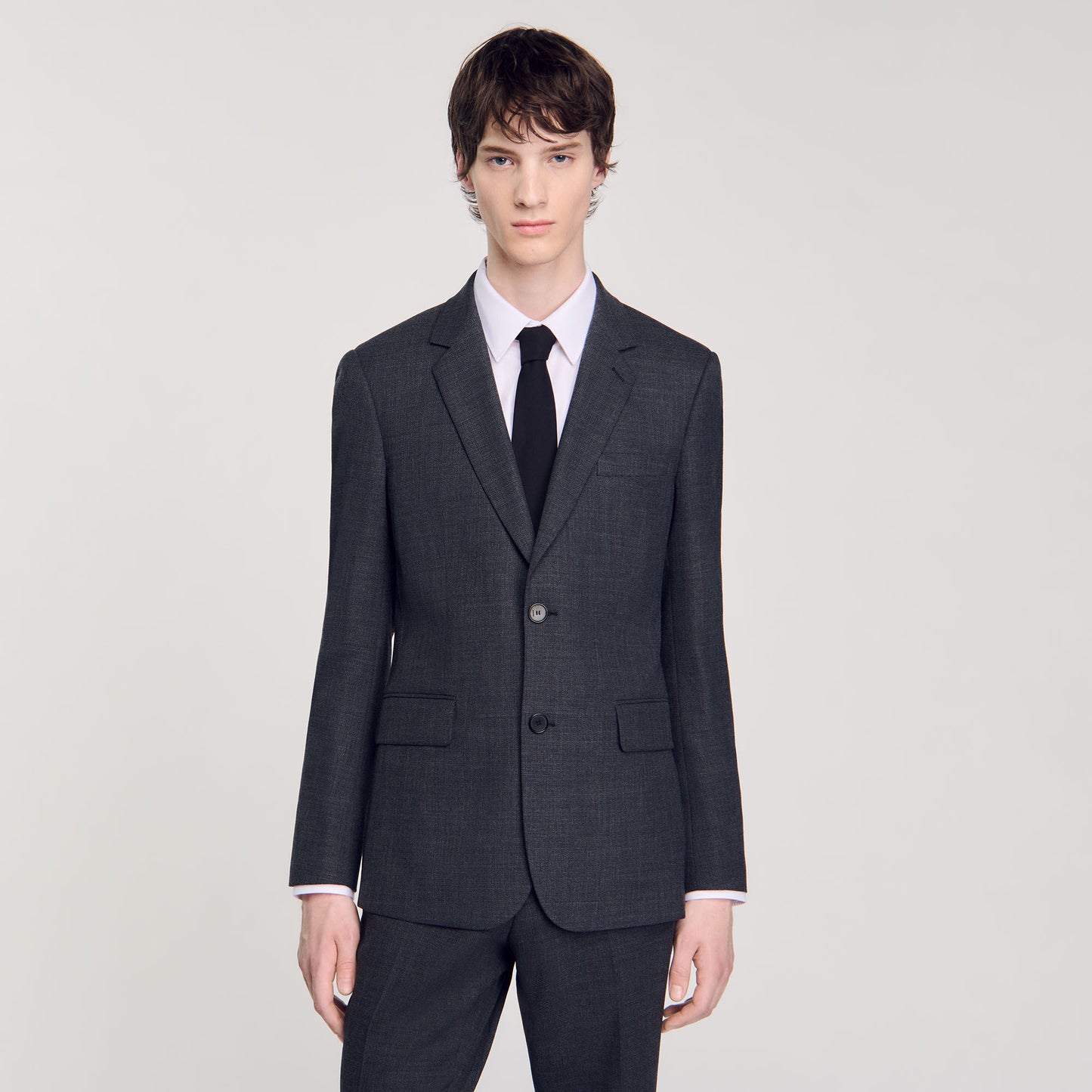 Wool Suit Jacket Mocked Grey