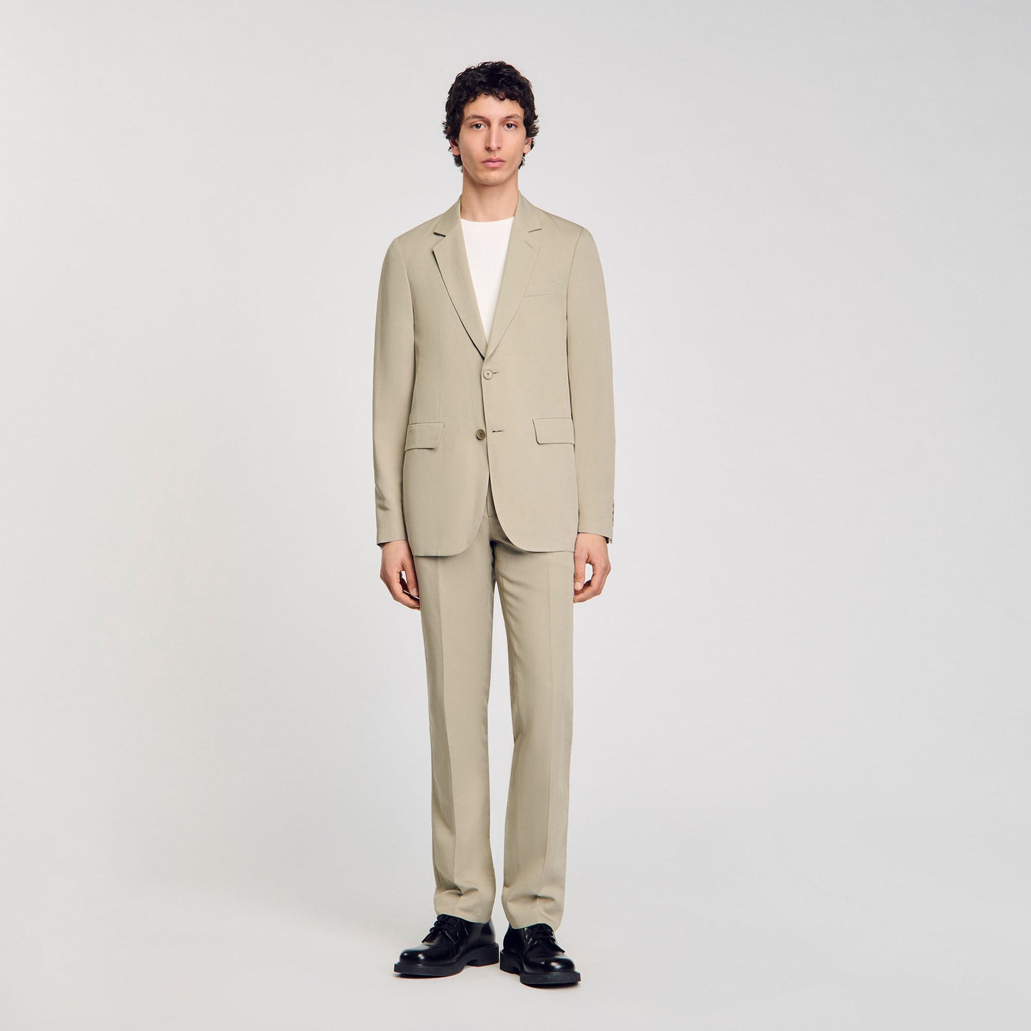 Formal Linen Suit Jacket Light Kaki.