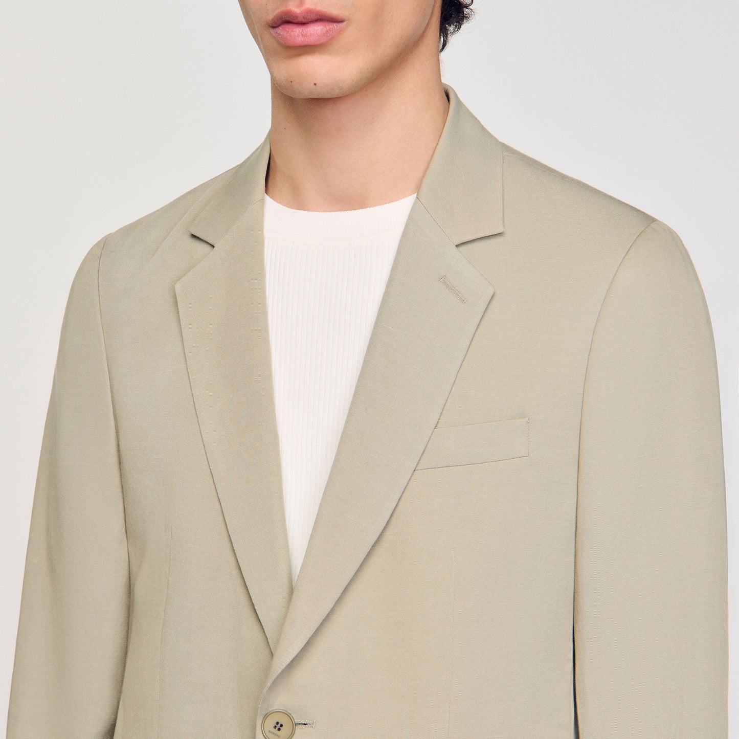 Formal Linen Suit Jacket Light Kaki.