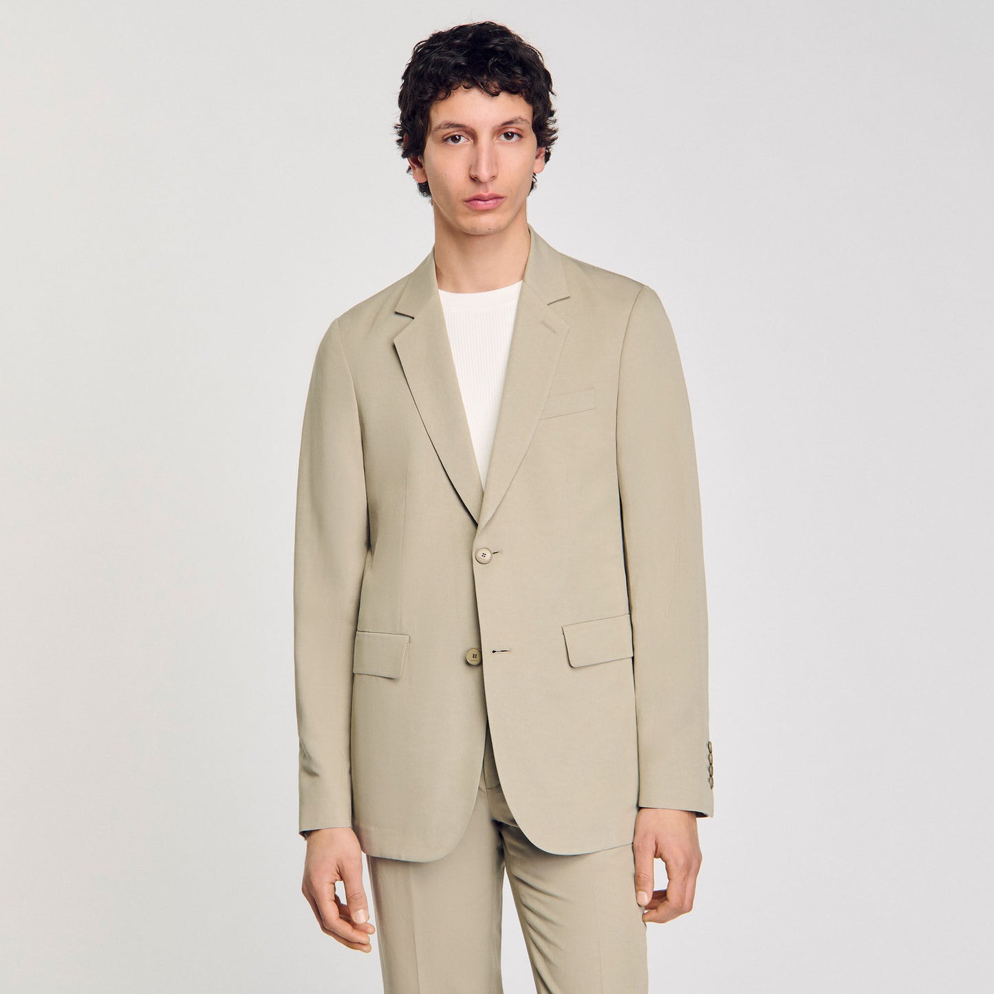 Formal Linen Suit Jacket Light Kaki.