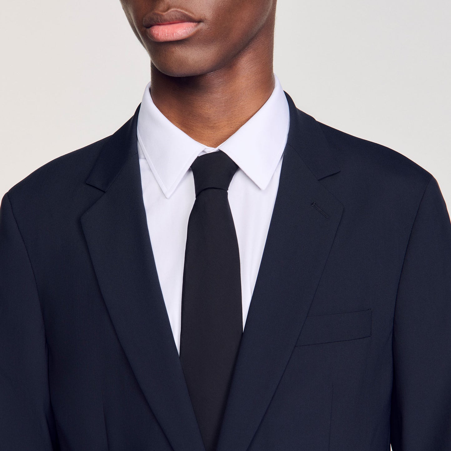 Formal Destructure Wool Stretch Wool Suit Jacket Navy Blue