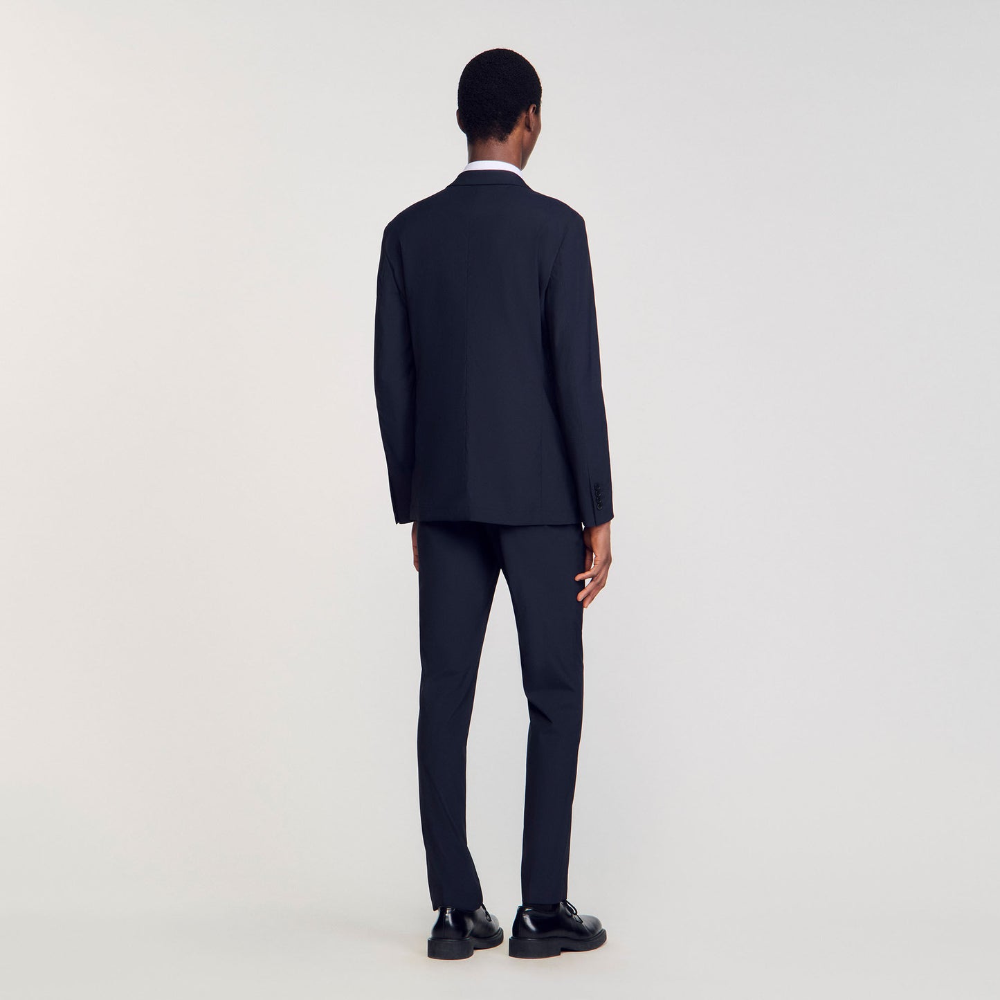 Formal Destructure Wool Stretch Wool Suit Jacket Navy Blue