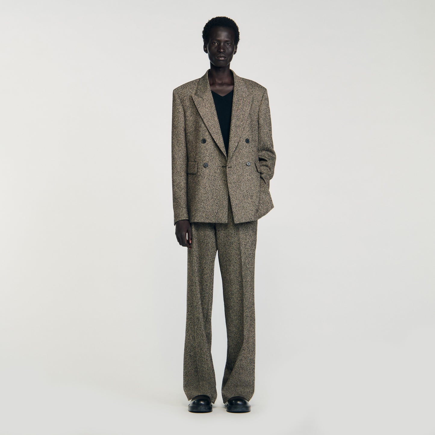 Tweed Suit Double-Breasted Suit Jacket String Chine