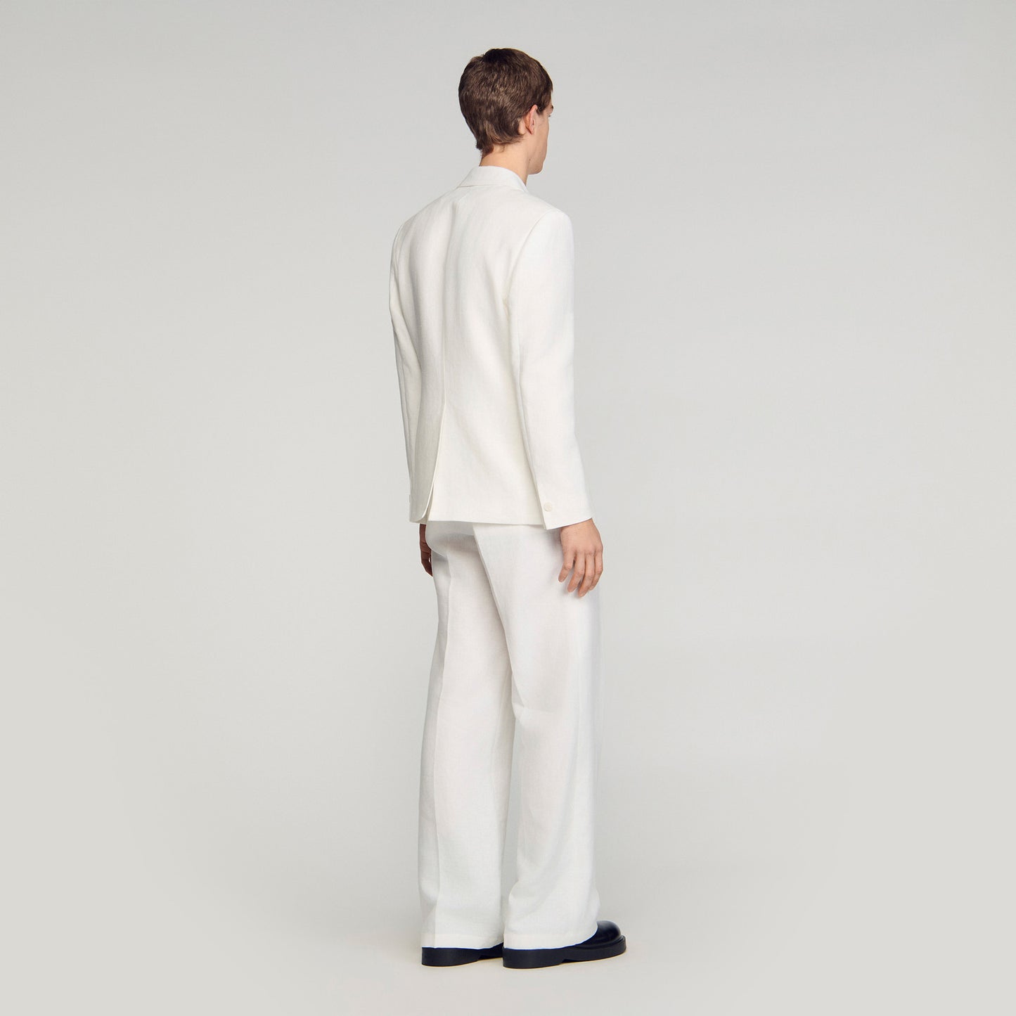 Croise Mode Lin Double-Breasted Linen Suit Jacket WHITE