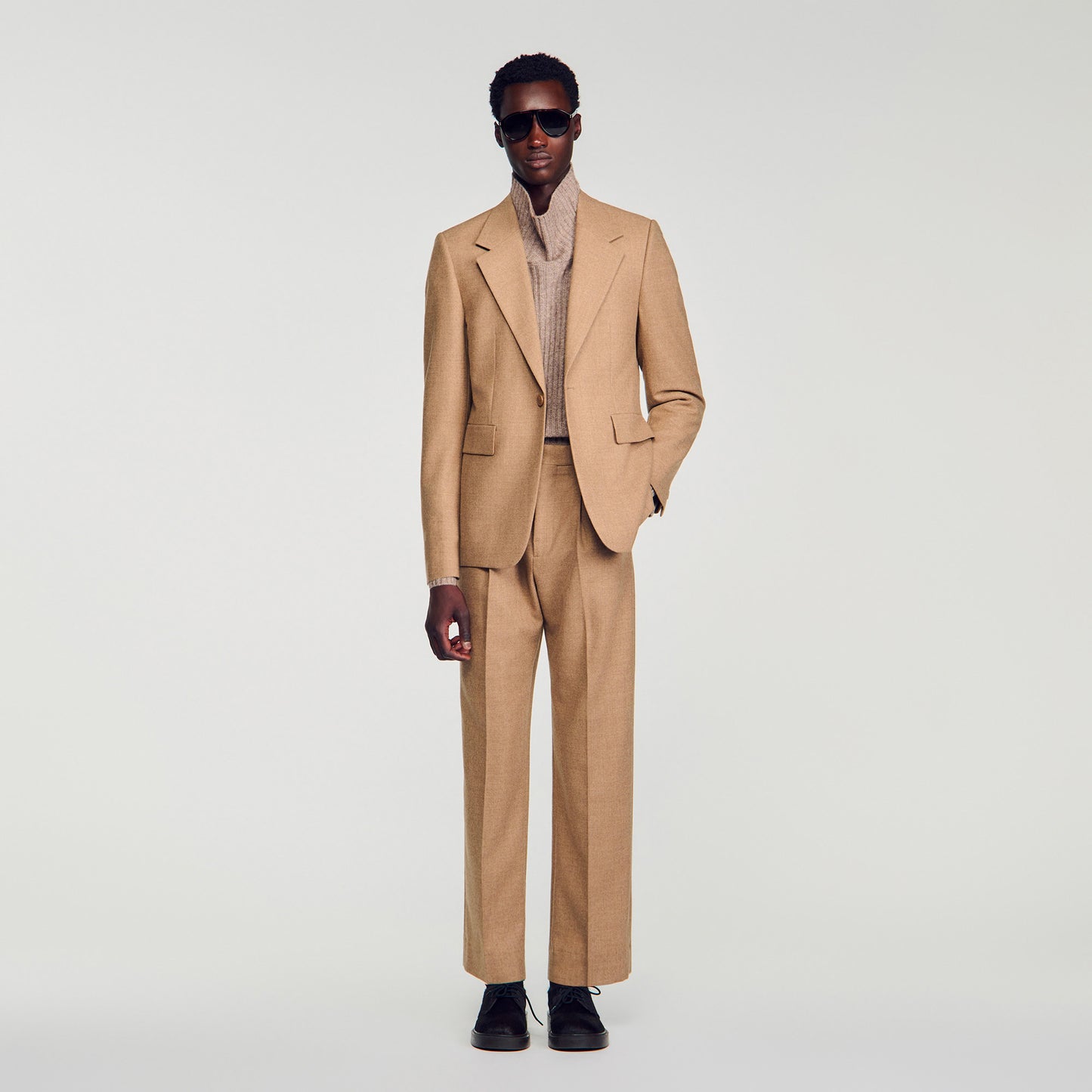 Mode Flannel Wool suit jacket Beige