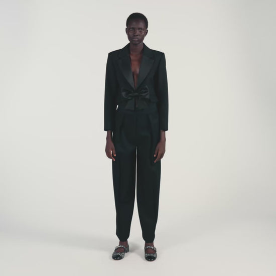 Leandre Wide-Leg Elastic Waist Trousers Black