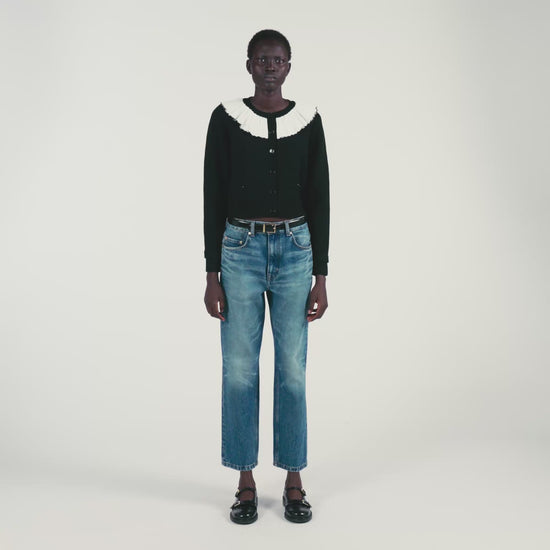 Roman Cardigan With Contrast Collar Black