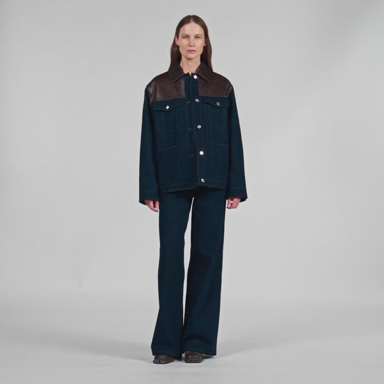 Raphael Denim And Leather Jacket Blue Jean