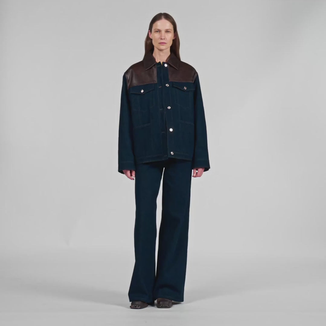 Raphael Denim And Leather Jacket Blue Jean