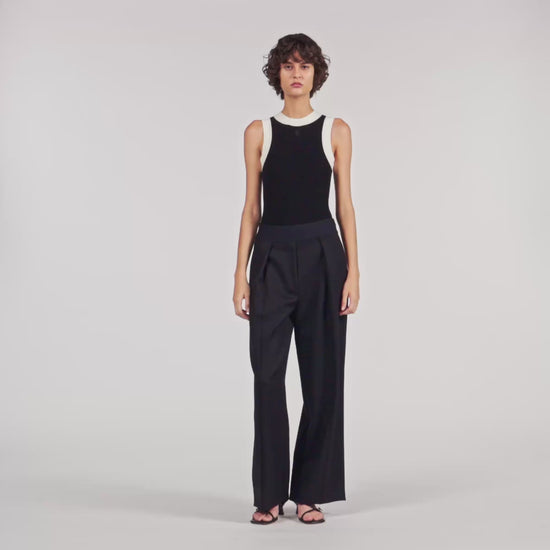 Imae Two-Tone Knit Bodysuit Black
