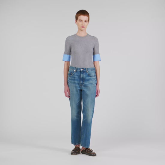 Valence Jumper With Contrast Short Sleeves Grey