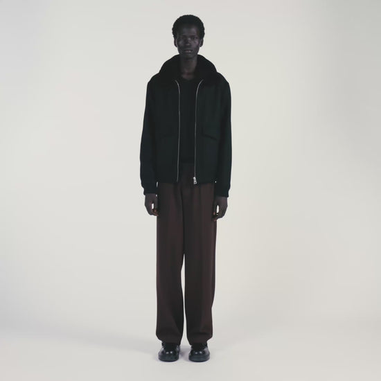 Aviator Wool Aviator Jacket With Shearling Black