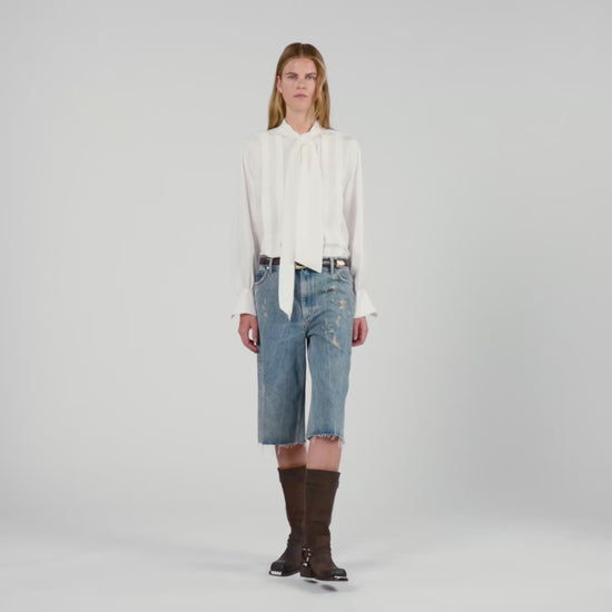 Ambra Silk Lavallière Shirt Ecru