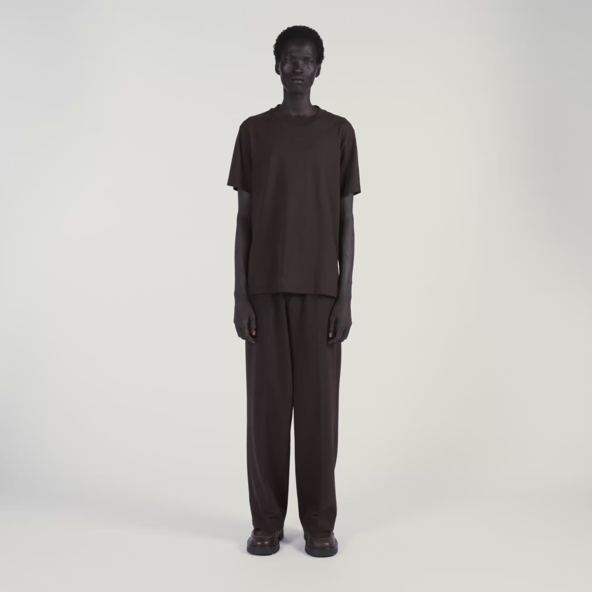 Rubber Sandro Tee Cotton T-Shirt With Logo Chocolate