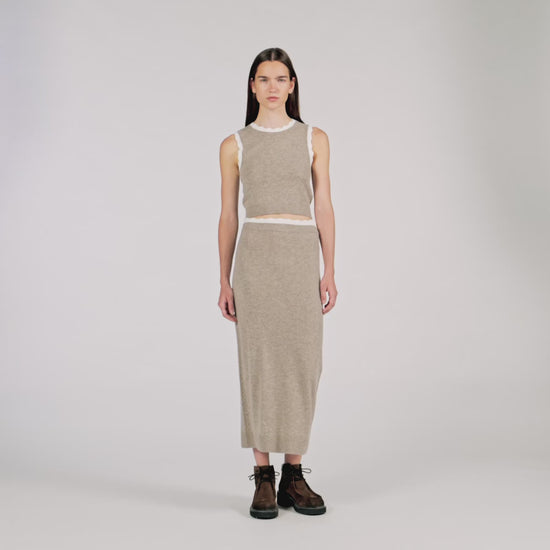 Eleo High-Neck Knit Jumper Taupe