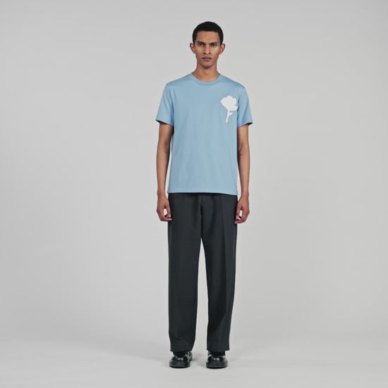 Layered Flower Tee T-Shirt With Flower Patch Chambray.