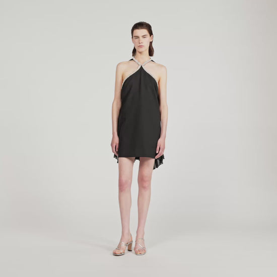 Adelaide Short Cape Dress With Rhinestones Black