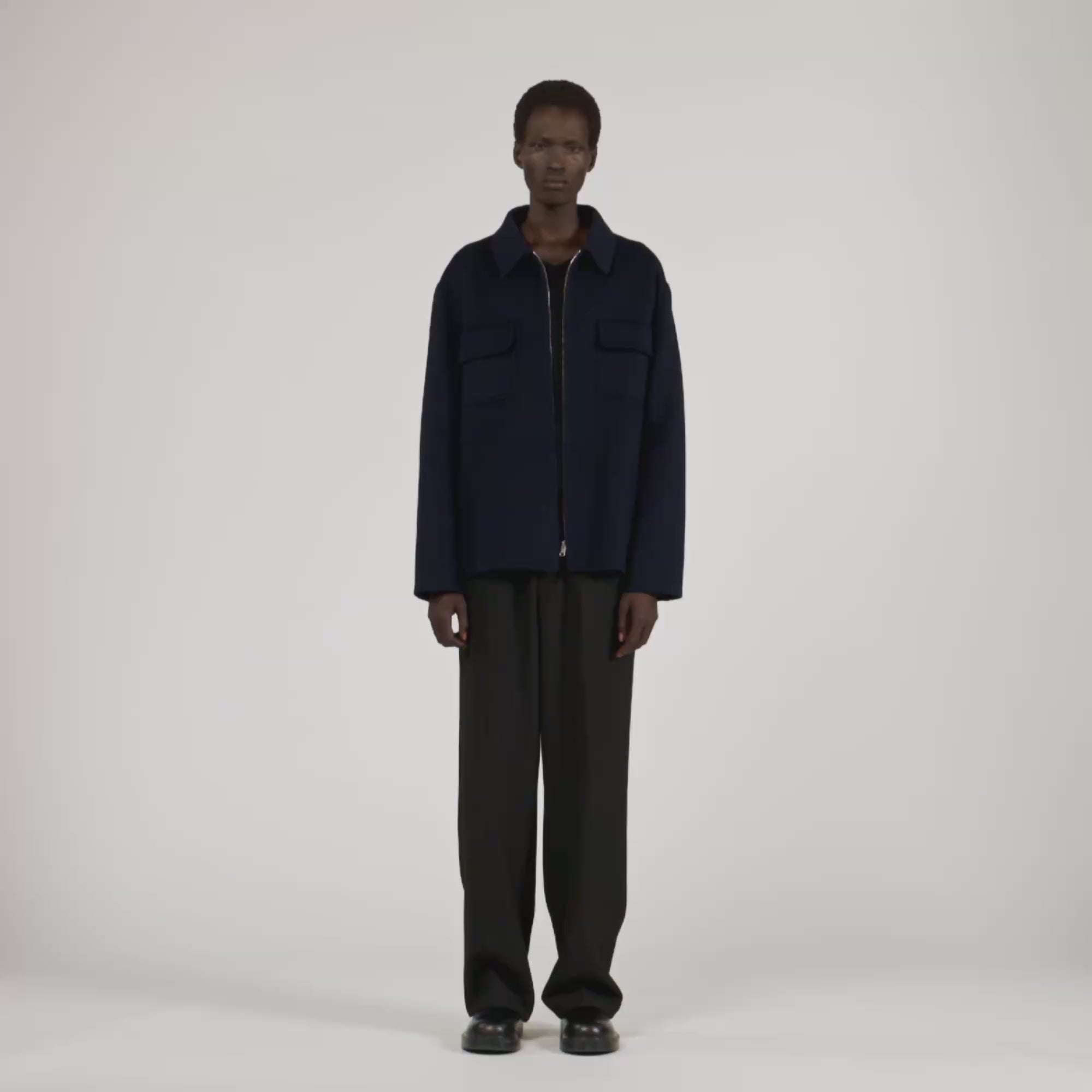 Betanew Zipped Overshirt Navy Blue