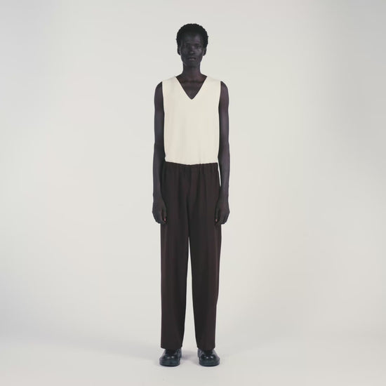 Large Jersey Wide-Leg Trousers Chocolate