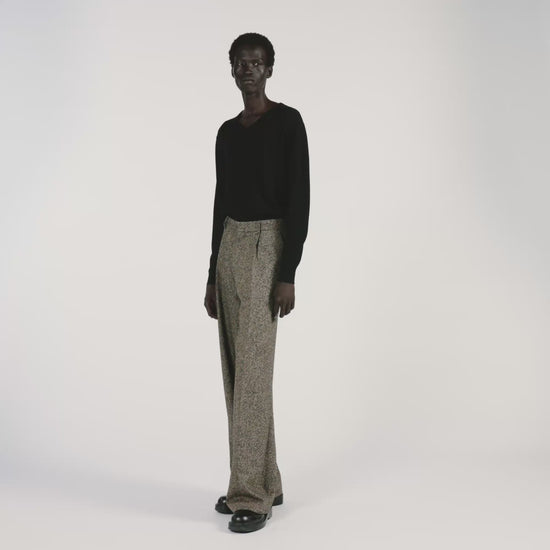 Tweed Suit Wide-Leg Suit Trousers String Chine