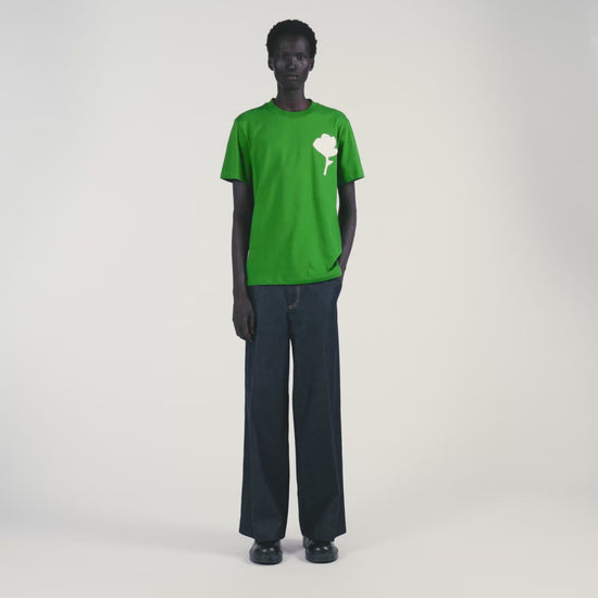 Layered Flower Tee T-Shirt With Flower Patch Lime