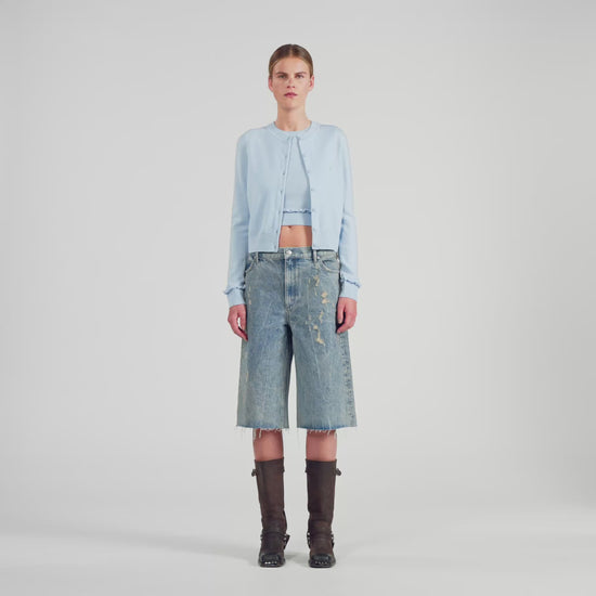 Emile Ruffled Cardigan Sky Blue