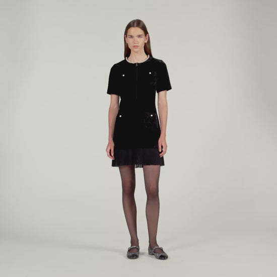 Isadora Short Velvet Dress Black