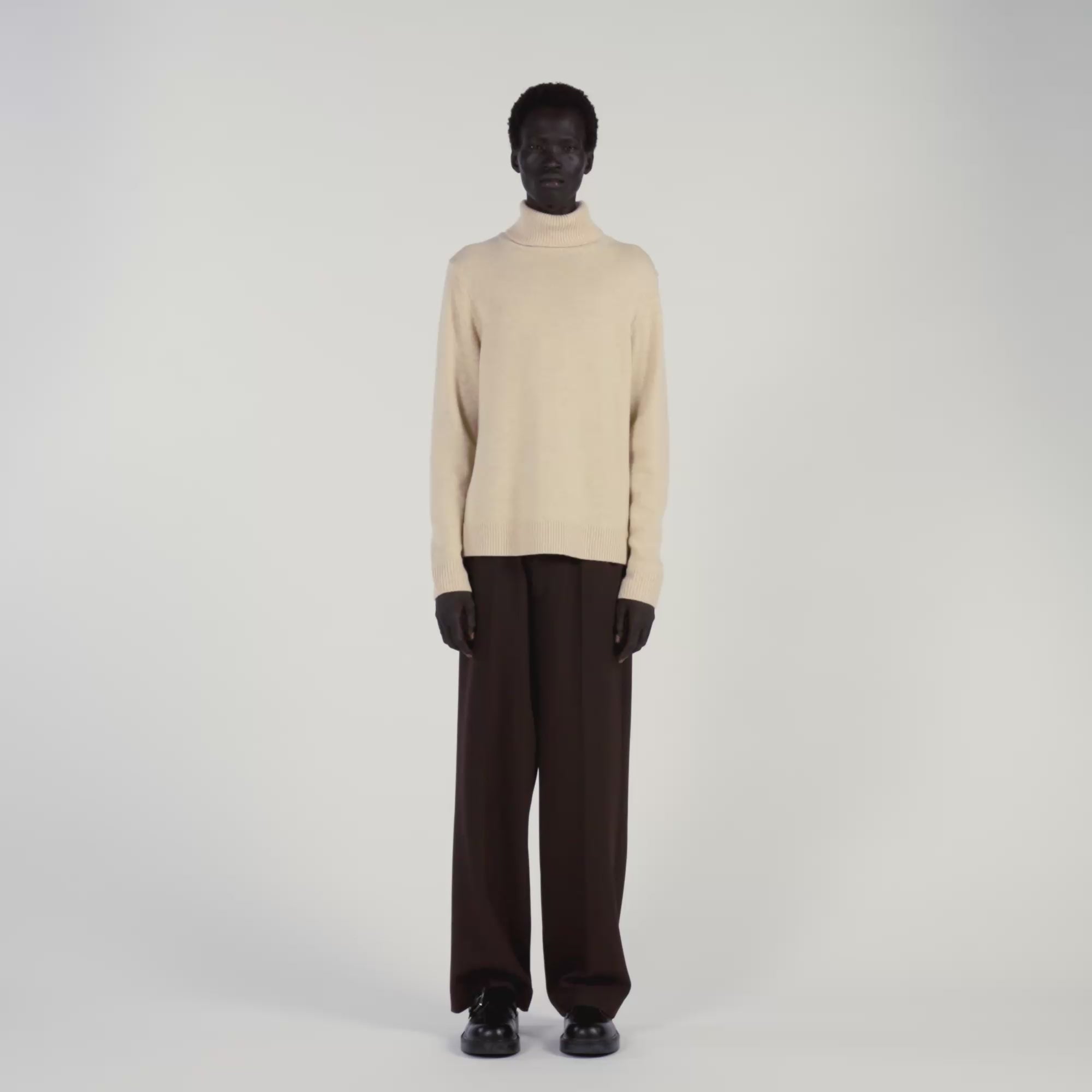 Yak Wool And Cashmere Turtleneck Jumper Beige