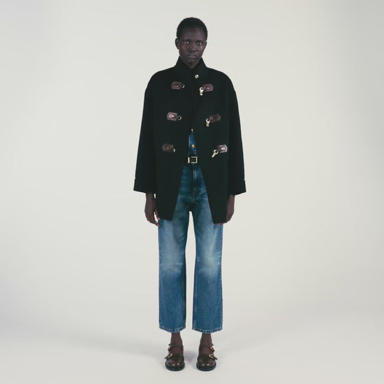 Souverain Oversized Pea Coat Black