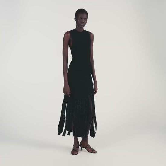 Astoria Fringed Maxi Dress Black