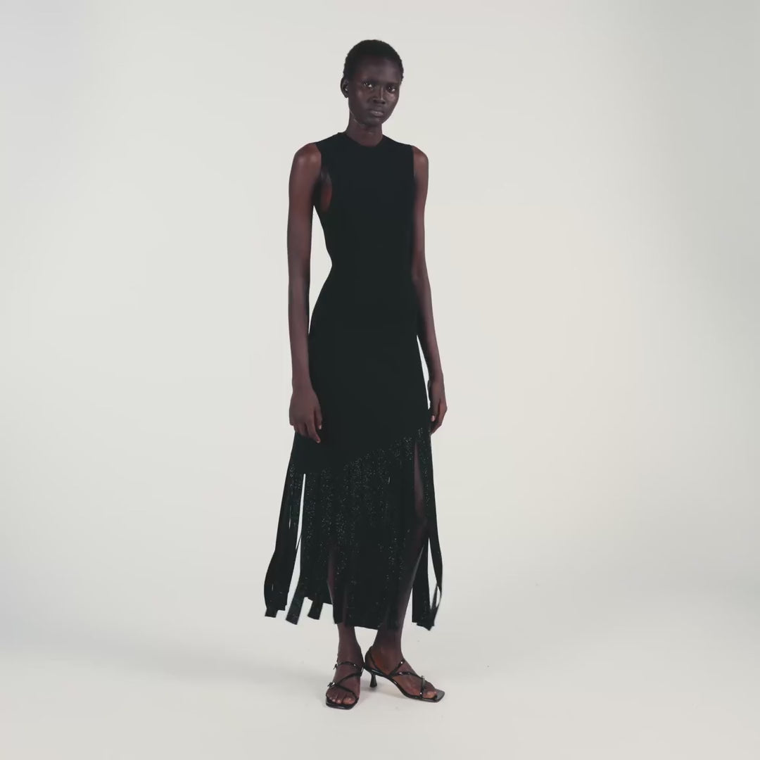 Astoria Fringed Maxi Dress Black