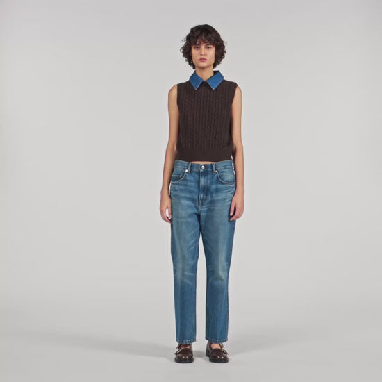 Avignon Knit And Denim Jumper Brown