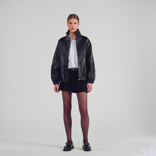 Jordan Oversized Leather Jacket Black