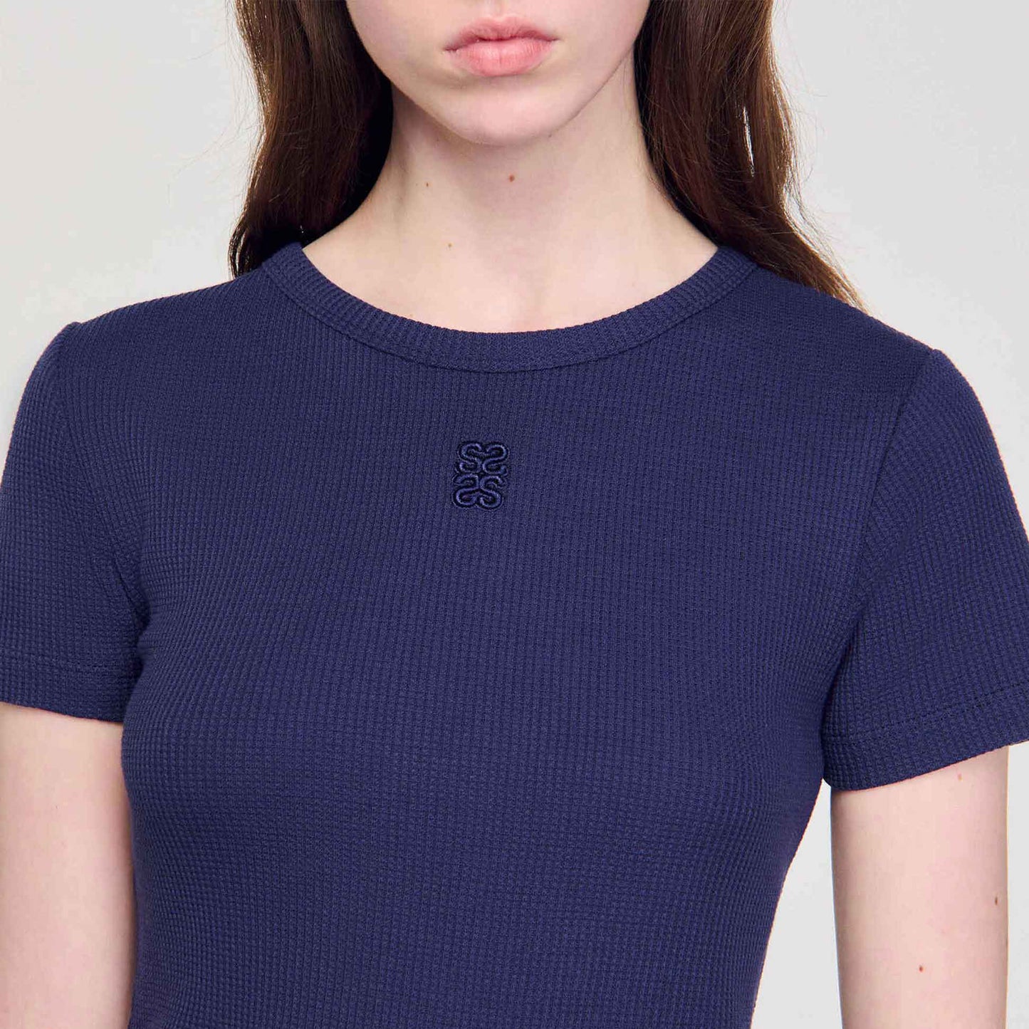 Bee Cropped T-Shirt Navy Blue