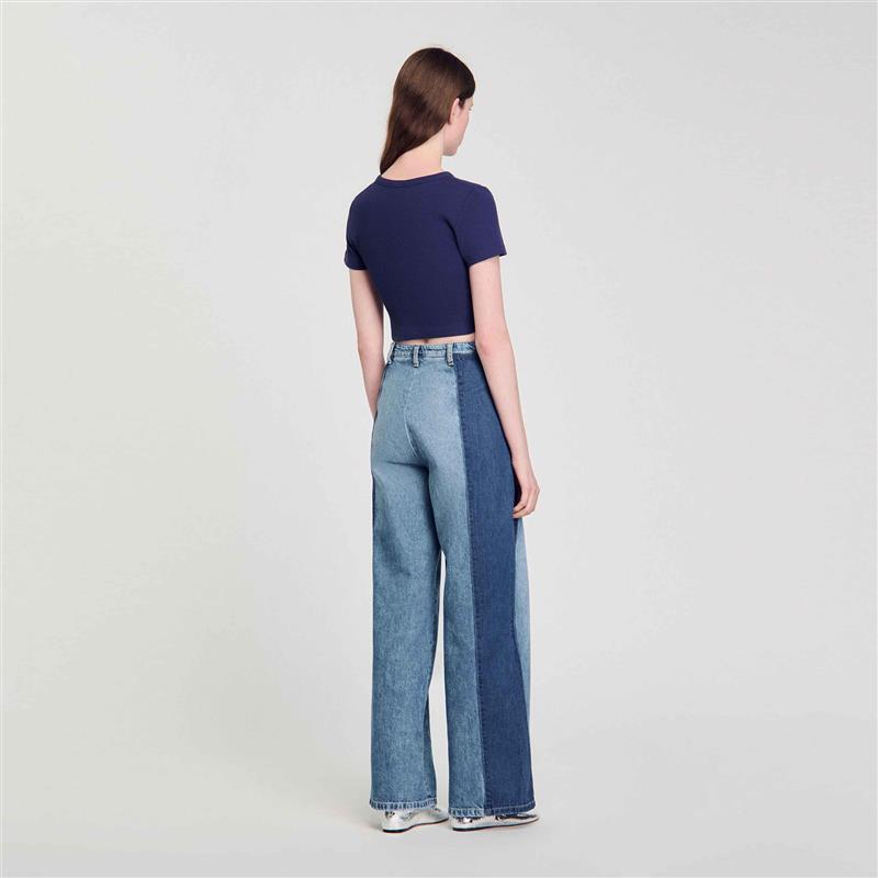 Bee Cropped T-Shirt Navy Blue