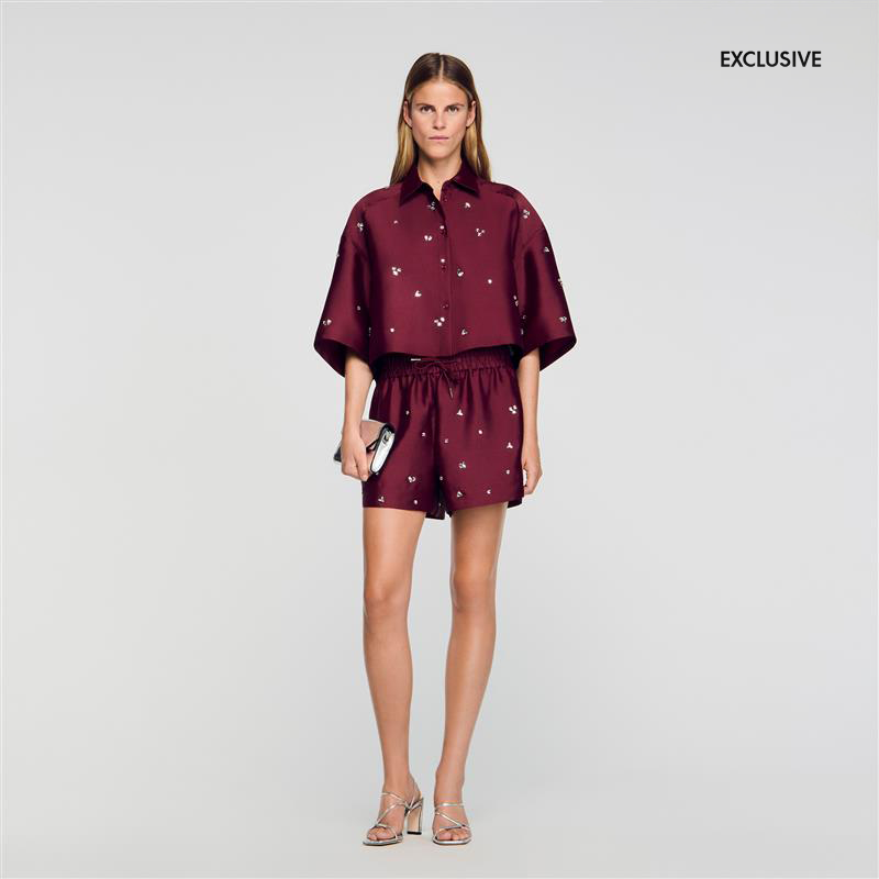 Mentissa Shirt Embellished With Rhinestones Bordeaux