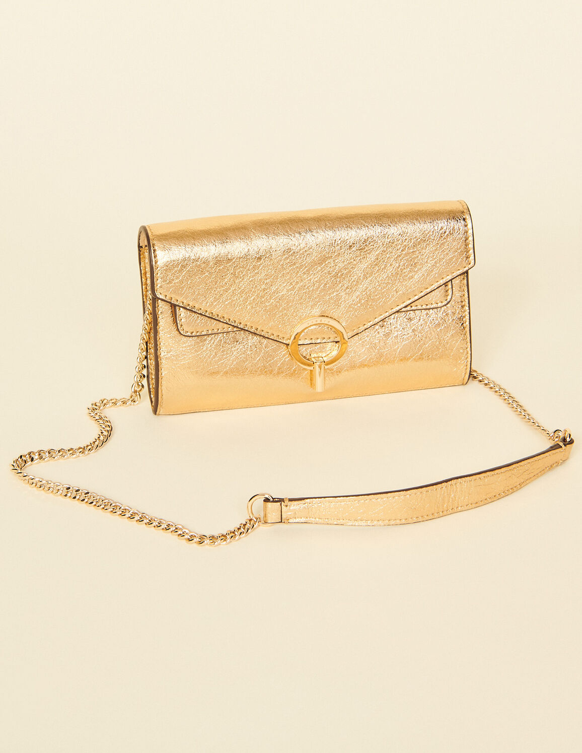 Gold Leather Clutch Bag Gold